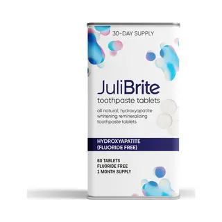 Julibrite Toothpaste Tablets - Fluoride-Free - With Hap And Xylitol - For Strong Teeth - 1 Month Supply (60 Pcs)
