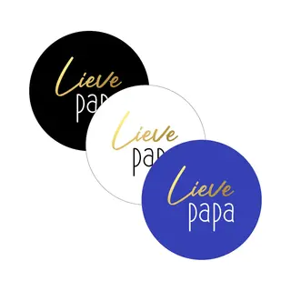 Sluitsticker Groot - Sluitzegel – Lieve Papa - Fijne Vaderdag - 3 Assorti Happy Fathersday | Zwart - Wit - Goud - Kobalt Blauw | Vaderdag – Vader