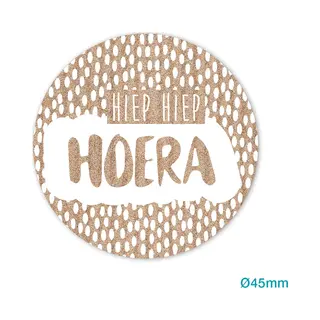Sluitsticker – Hiep Hoera - Wit – Kraft | Envelop - Traktatiezakje | Envelop Sticker | Cadeau – Gift – Cadeauzakje – Traktatie – Kadozakje