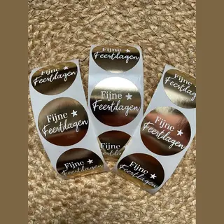 Fijne Feestdagen - Sluitsticker Goud - Ster –Goudfolie - Kerst - Christmas - Sluitzegel - Eindejaar Pakket / Kerstpakket - Bedank Kaart | Bedankje |