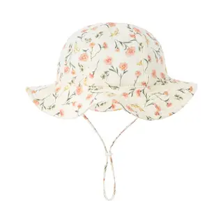Schattige Vakantie Zonnehoed Linnen Look - Bloesem / Bloem / Bloemetjes | 3 – 18 Maanden | Baby – Kind | Uv Werend | Elastiek – Licht Uitrekbaar
