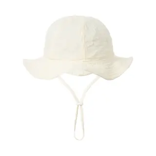 Schattige Hydrofiel Vakantie Zonnehoed Linnen Look - Off - White / Creme Kleur | 3 – 18 Maanden | Baby – Kind | Uv Werend | Elastiek – Licht