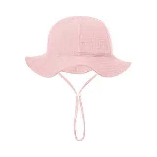 Schattige Vakantie Zonnehoed Linnen Look - Rose / Roze / Pink | 3 – 18 Maanden | Baby – Kind | Uv Werend | Elastiek – Licht Uitrekbaar |