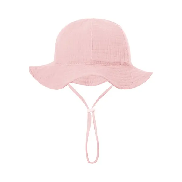 Schattige Vakantie Zonnehoed Linnen Look - Rose / Roze / Pink | 3 – 18 Maanden | Baby – Kind | Uv Werend | Elastiek – Licht Uitrekbaar | thumbnail