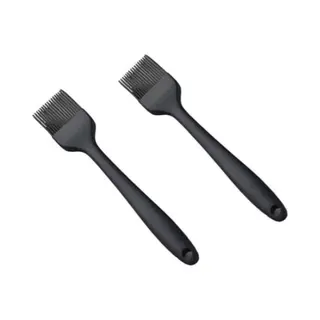 Siliconen Bakkwast Zwart - Set Van 2 - Bbq Kwast - Marinade Kwast- Insmeer Kwast- Barbecue Kwast - Vaatwasser Bestendig
