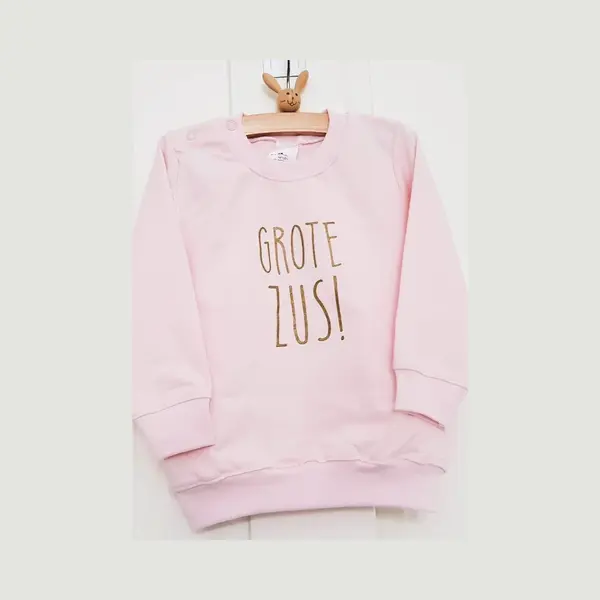 Sweater Trui Voor Kind Bekendmaking Big Sister - Roze Maat 80 - Grote Zus - Zwanger - Geboorte - Gezinsuitbreiding - Aankondiging - Cadeau - thumbnail