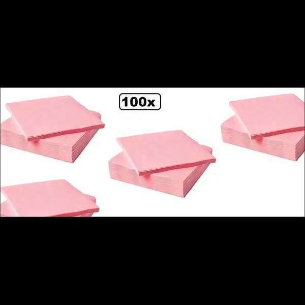 Themaparty 100x Servetten Licht Roze 2 Laags - Servet Diner Thema Feest Festival Party thumbnail