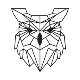 Geometrische Dierenkop Uil - Wanddecoratie/muurdecoratie Zwart - Hout Medium