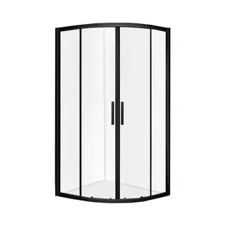 Enza - Douchecabine - 80x80x200 - Kwartrond - Mat Zwart - Schuifdeur - Hoekinstap
