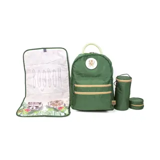 Booboh - Hippe Luiertas Groen - Verschoonmatje - Flessenhouder - Speen Etui- Rugtas