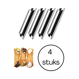 Set Van 4 Cannoli Vormen - Cannoli Buisjes - Bakvorm - Vaatwasmachine Bestendig - Italiaans Bakken - Rvs - Dessert Uit Italië