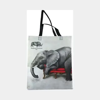 WhimsicalCollection Shopper Tas - Shopper Tas Dames - Gemaakt Van Hergebruikte Pet Flessen - Boodschappen Tas - Wildlife At Leisure - Olifant - Milieubewust En Groen.