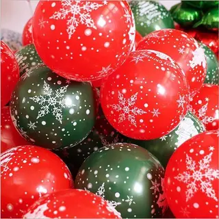 Prachtige Kerst Ballonnen | Rood En Groen - Tekst Wit | Sneeuw - Sneeuwvlok - Sneeuwpop - Rendier - Hert - Kerstklok | Merry Christmas - Decoratie |