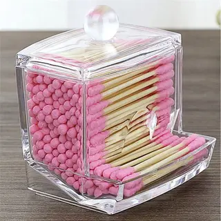 Opslag Stand Organizer Box - Wattenstaafjes Houder - Vierkant - Make-up Case - Met Deksel