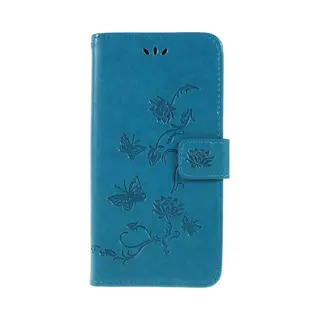 Bloemen & Vlinders Book Case - Geschikt Voor Samsung Galaxy A10 Hoesje - Blauw