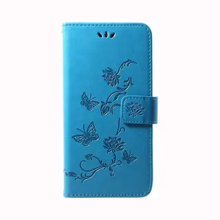 Bloemen & Vlinders Book Case - Geschikt Voor Huawei Y7 (2019) Hoesje - Blauw