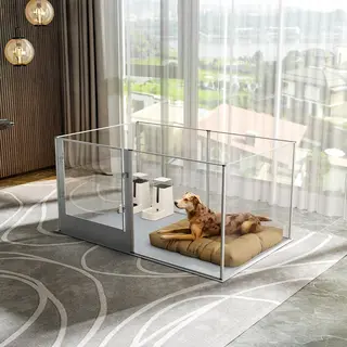 Bingopaw Transparante Hondenren - Hek Voor Honden - Binnenhuis Acryl Speelren Voor Huisdieren - Afzetbox Voor Het Werpen - Inclusief Waterdicht