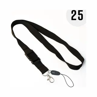 Zwart Keycord Met Telefoonkoord, 25 Stuks