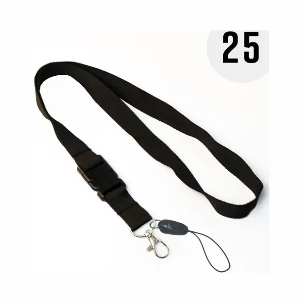 Zwart Keycord Met Telefoonkoord, 25 Stuks thumbnail