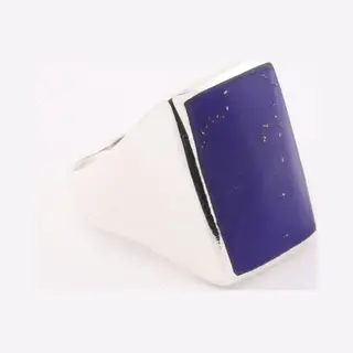 AsiAsia Rechthoekige Zilveren Zegelring Met Lapis Lazuli