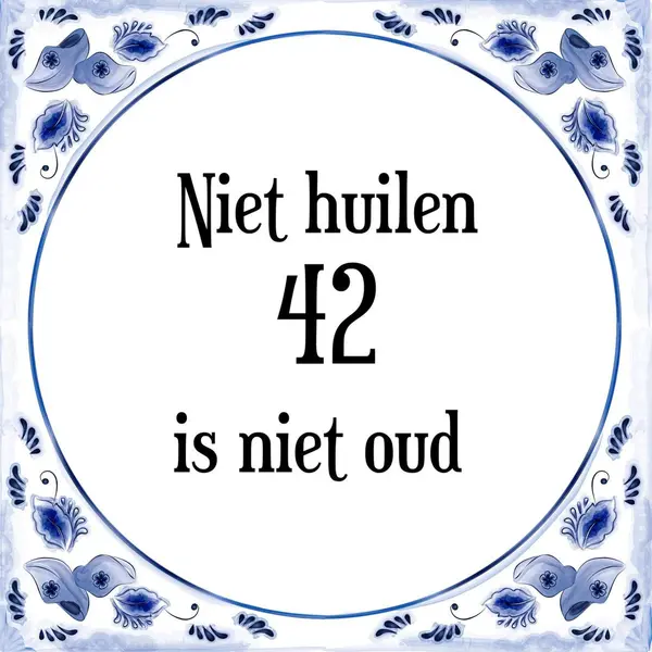 Merkloos ‘ Verjaardag Tegeltje Met Spreuk (42 Jaar, Niet Huilen 42 Is Niet Oud + Cadeau Verpakking & Plakhanger thumbnail