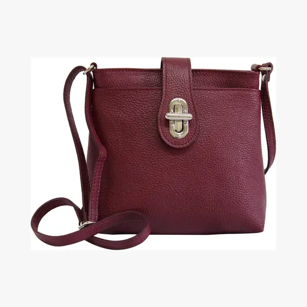 Ambra Moda Damen Echt Ledertasche Handtasche Schultertasche Umhängtasche Citybag Girl Crossover GL007 (Bordeaux) thumbnail