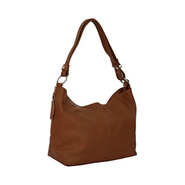 Ambra Moda Damen Leder Handtasche Schultertasche Umhängetasche Hobo Bag GL005 (Cognac Braun) thumbnail