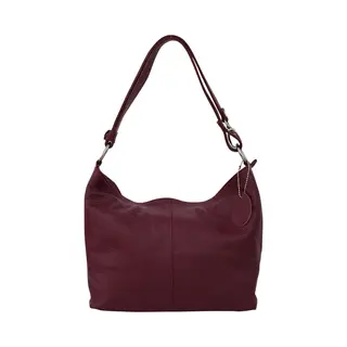 Ambra Moda Damen Leder Handtasche Schultertasche Umhängetasche Hobo Bag GL005 (Bordeaux)