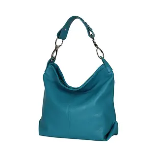 Ambra Moda GL033 - Damen Echt Ledertasche Handtasche Schultertasche Henkeltasche Beutel (Aquamarin)