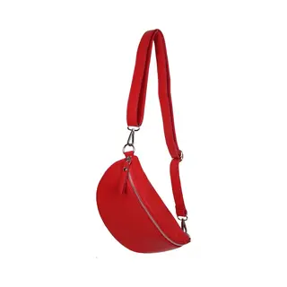 Ambra Moda GLX10 - Damen Herren Unisex Kleine Hüfttasche Gürteltasche Bauchtasche Umhängetasche Aus Echtleder (Rot)