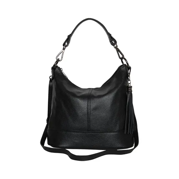 Ambra Moda GLX09 - Damen Handtasche Schultertasche Beutel Aus Echtleder (Schwarz) thumbnail