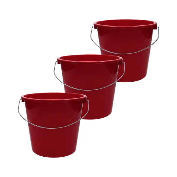 Aro-Household Emmer - 5 Liter Huishoudemmer - 3 Stuks - Rood thumbnail