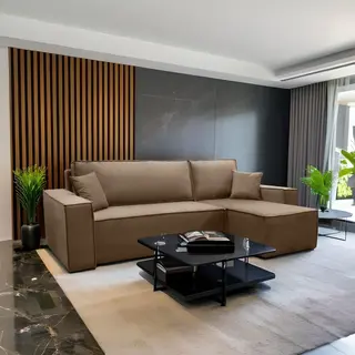 Beddenbriljant Hoekbank Frenkie - Universeel - Velvet - Beige - Fluweel - Slaapbank Met Opbergruimte - Lounge Links Of Rechts - Direct Leverbaar - Hoekzetel - Chaise