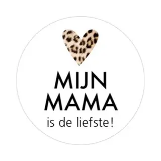 Sluitsticker Groot Moederdag - Sluitzegel – Kadosticker - Mijn Mama Is De Liefste | Zwart – Wit - Luipaard Hart / Hartje | Moeder | Verrassen –
