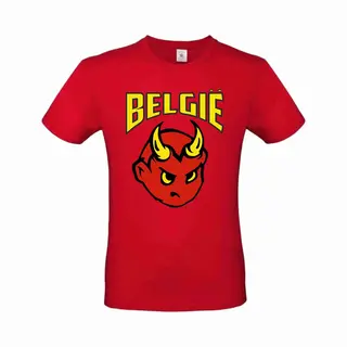 T-shirt Rood België Met Duivel | Wk Voetbal Qatar 2022 | Belgisch Elftal Shirt | Rode Duivels Supporter | Belgie Souvenir | Belgium Belgique | Maat S