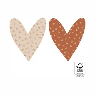 Sluitsticker Groot Xxl - Sluitzegel – Zwart / Wit / Cognac Bruin - Goud Hart | Sierlijk | Verjaardagskaart | Envelop / Label Sticker | Cadeau –