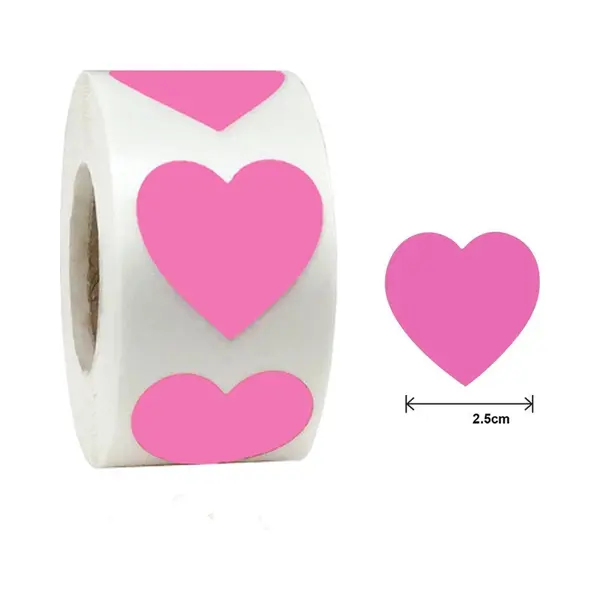 Sluitsticker - Sluitzegel - Rose / Fuchsia / Hart / Hartje | 40 Stuks | Trouwkaart - Geboortekaart - Envelop | Harten | Envelop Stickers | Cadeau - thumbnail