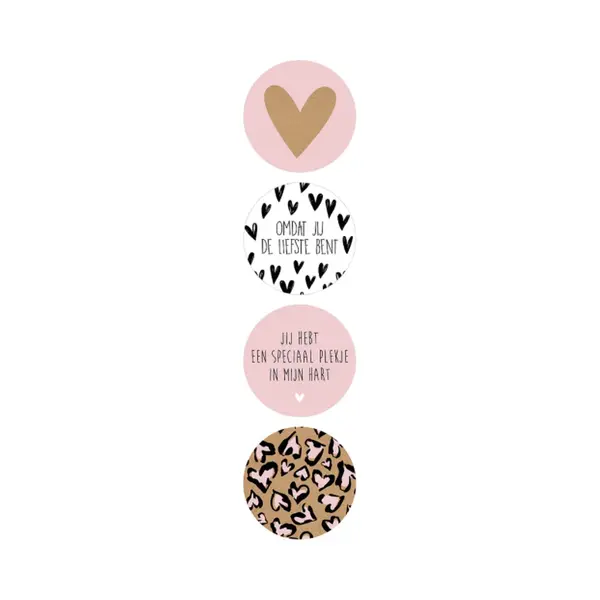 Liefde / Valentijn - Sluitsticker - Omdat Jij De Liefste Bent / Jij Hebt Een Speciaal Plekje In Mijn Hart / Harten / Hartjes | Sluitzegel - 4 Assorti thumbnail