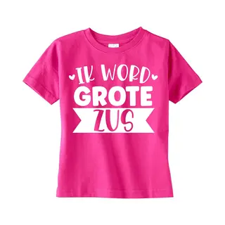 Meisjes T-shirt - Ik Word Grote Zus - Aankondiging Zwangerschap - Roze - Katoen - Maat 5/6 Jaar