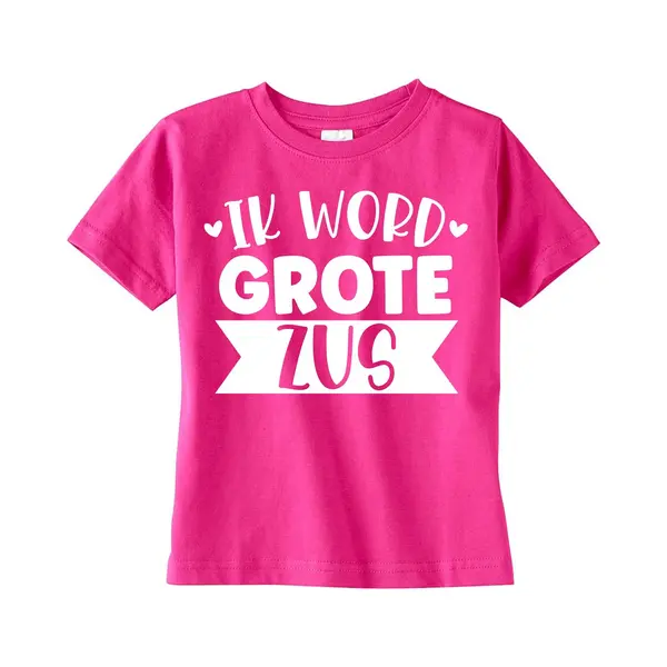 Meisjes T-shirt - Ik Word Grote Zus - Aankondiging Zwangerschap - Roze - Katoen - Maat 5/6 Jaar thumbnail