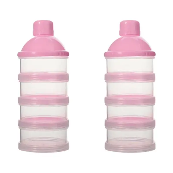 Melkpoeder Toren - Set Van 2 - Bpa Vrij - Roze - 4 Lagen -Melkpoeder Doseerdoosjes - Babypoeder Bewaarbakjes - Reisbox - Dispenser - Poedertoren thumbnail
