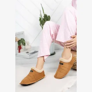 Unisex Panduf - Huisschoenen - Huislaarzen - Wollen Laarzen - Maat 44/45 - Antislipbasis -Bruinen