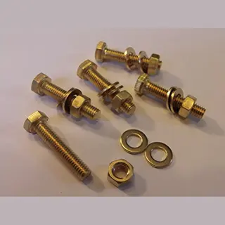 L.k.s Connections M5X25 Brass Hex Head Bolts Nuts & Washers (Pack 0F 5) Brass Set Screws X5