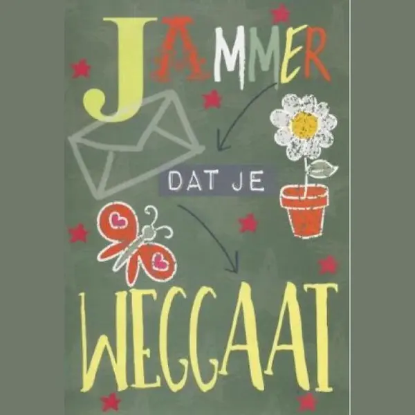 Marant cards Jammer Dat Je Weggaat! Een Luxe Kaart Met Een Bloem. Deze Wenskaart Kan Zo Gegeven Worden Of Bij Een Cadeau Gevoegd Worden. Een Dubbele Wenskaart thumbnail