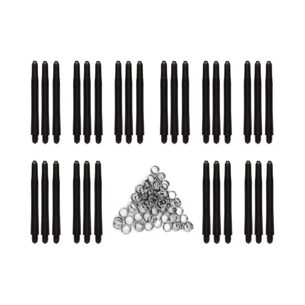 Dragon Darts Darts Set Zwarte Dart Shafts - 10 Sets (30 Stuks) - Medium - Darts Shafts - Plus 8 Sets (24 Stuks) Veerringen - Cadeau thumbnail