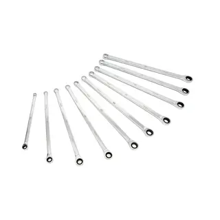 Hbm machines Hbm 10 Delige Professionele Extra Lange Ringsleutelset Met Vaste Kop En Ratelfunctie 8 - 19 Mm