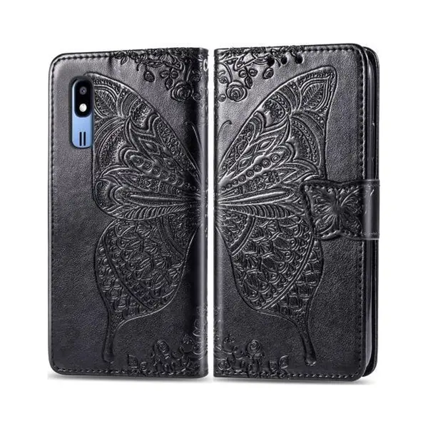 Butterfly Love Flowers Embossing Horizontale Flip Leather Case Voor Samsung A2 Core Met Houder & Kaartsleuven & Portemonnee & Lanyard (Zwart) thumbnail