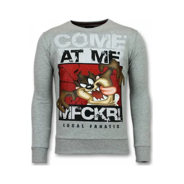 Local Fanatic Mfckr Trui - Cartoon Heren Sweater - Truien Mannen - Grijs thumbnail