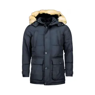 Enos Winterjas Heren Bontkraag - Heren Parka Winterjas - Heren Winterjassen Volwassen - 8667 - Blauwe Jas
