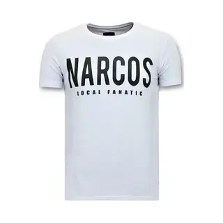 Local Fanatic T-shirt Heren Met Opdruk - Narcos Pablo Escobar - Wit